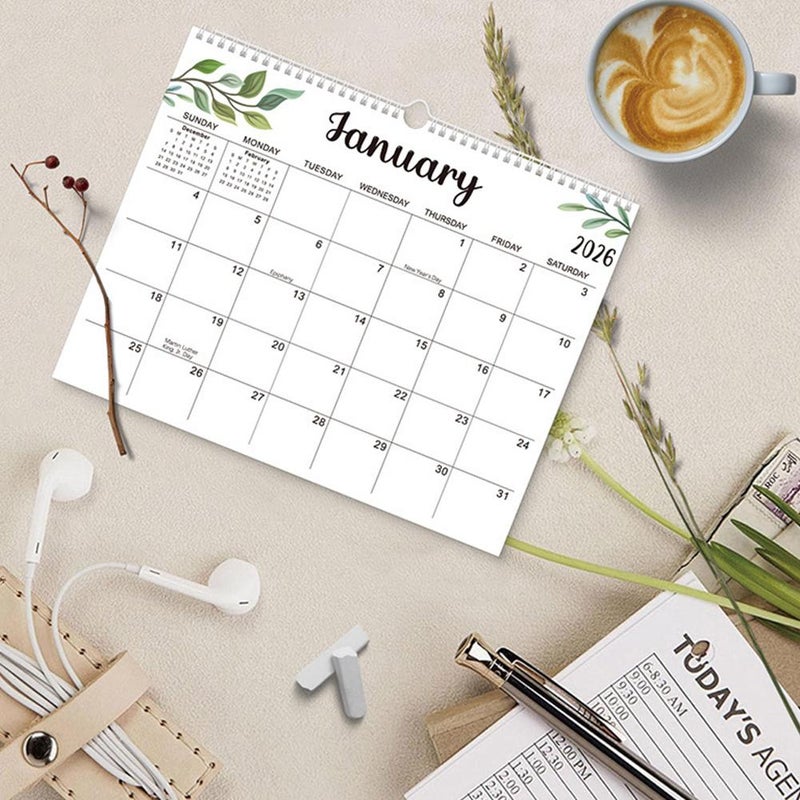 2026 Wall Calendar with Elegant Botanical Design, Monthly Planner with Spiral Binding and Holiday Markers for Home or Office Use - Image 5
